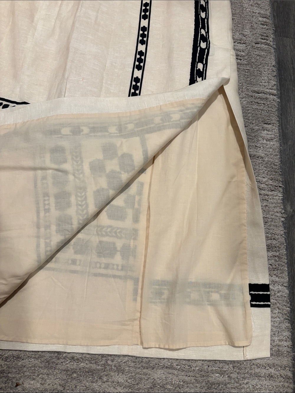 Massimo Dutti Cream Midi Wrap Skirt with Black Geometric Trim size 10 - Picture 4 of 8